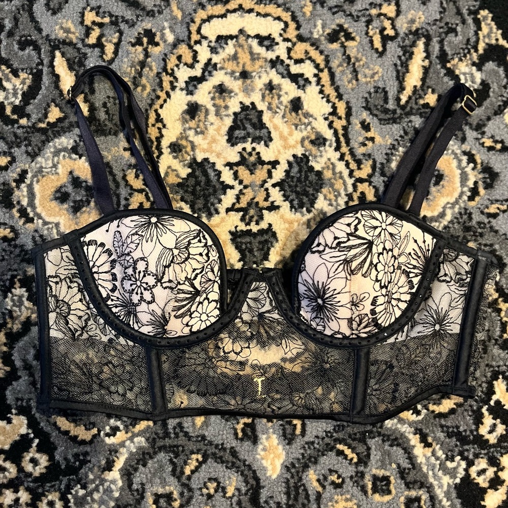Victorias Secret Floral Bustier Bra Gem